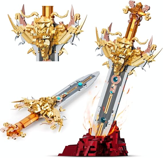 Finger Rock King's Sword Building Blocks Set for Adults, Legendary Sword Building Kit with a Base for Display, 1142 PCS Classic Toy Weapon Model Collection Gifts for Teens 14+