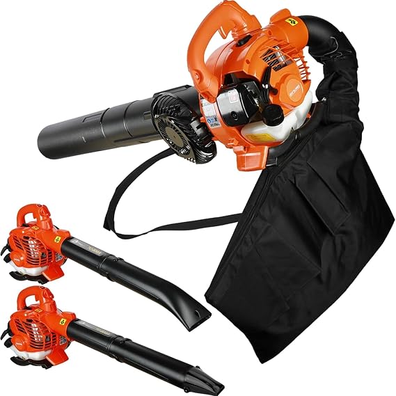 Gas Leaf Vacuum and Blower Combo, Cordless Handheld Leaf Vacuum Gas Powered, 26CC Leaf Blower Vacuum Mulcher with Bag for Yard Work