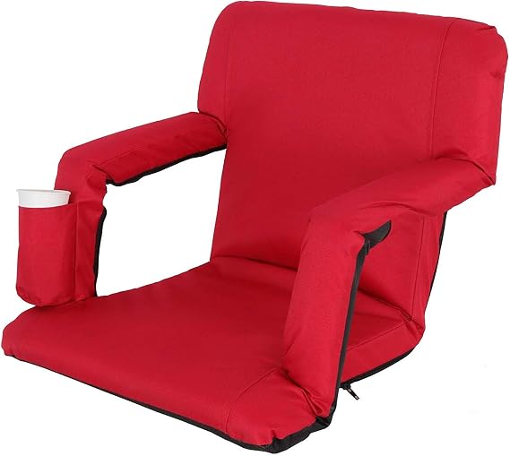 Portable Stadium Seat Chair Portable Stand Chair with Back and Cushion for Grandstand,Playground,Court Red (Red)