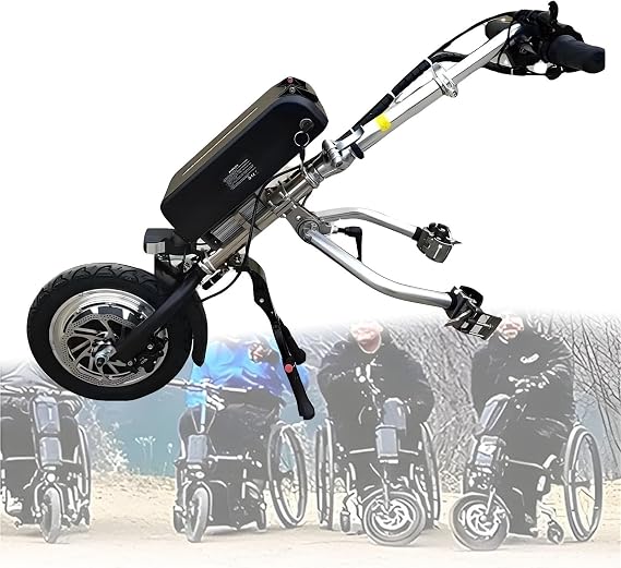 Electric Handcycle Wheelchair Attachment , Wheelchair Tractor Pull Device Portable, 3 Speeds Adjustable,for Manual to Electric Upgrade. A