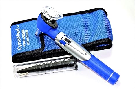 Premium Student Home Use Led Bright Light Ent Diagnostic Otoscope Pocket Size Blue 1 Extra Replacement Bulb Cynamed