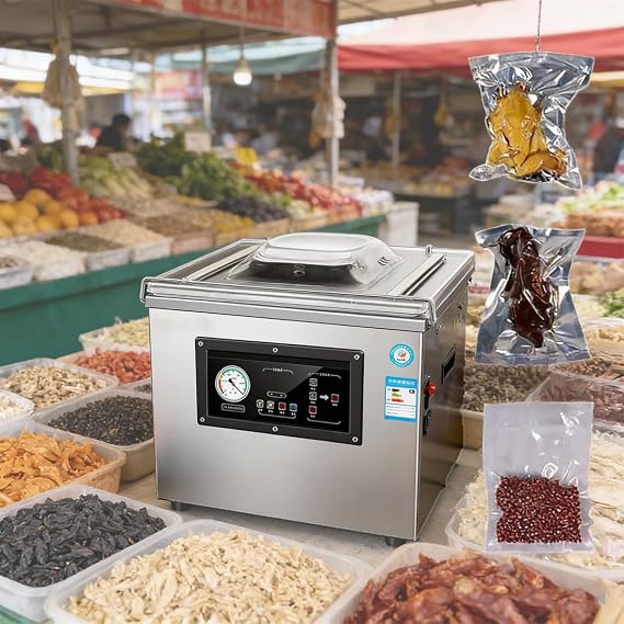 Vacuum Packaging Machine, Stainless Steel Vacuum Sealing Machine, Adjustable Time/Temperature, for Wet Foods, Meats, Marinades, Applied in Home Kitchen and Commercial Kitchen (D320)