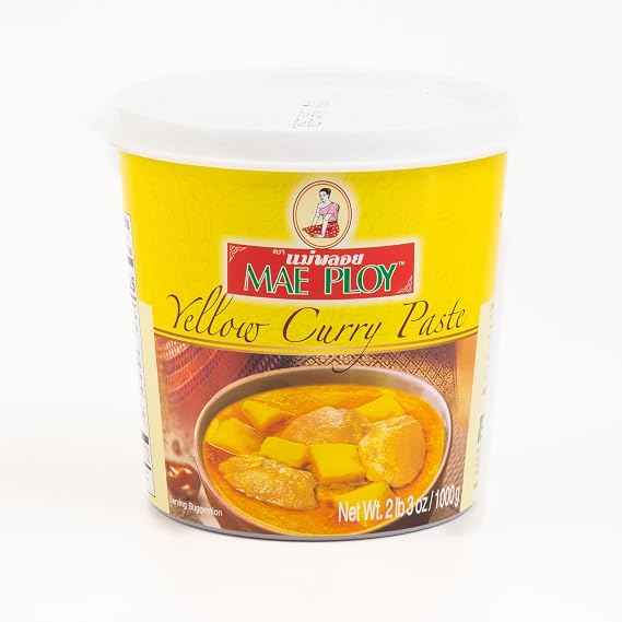 MAE PLOY Thai Yellow Curry Paste 35 Oz - Authentic, Bulk Cooking Paste for Professional Chefs, Rich Turmeric & Exotic Spices, Perfect for Gourmet Thai Cuisine