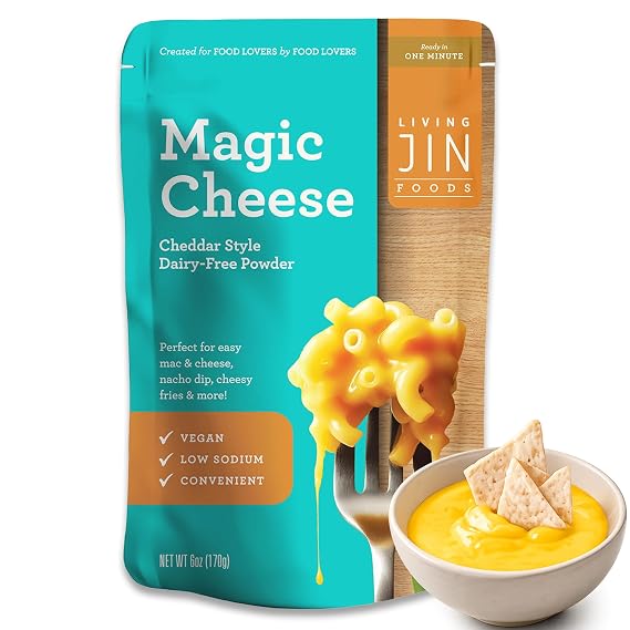 LIVING JIN Vegan Cheddar Magic Cheese Sauce Powder 6oz, Plant-Based