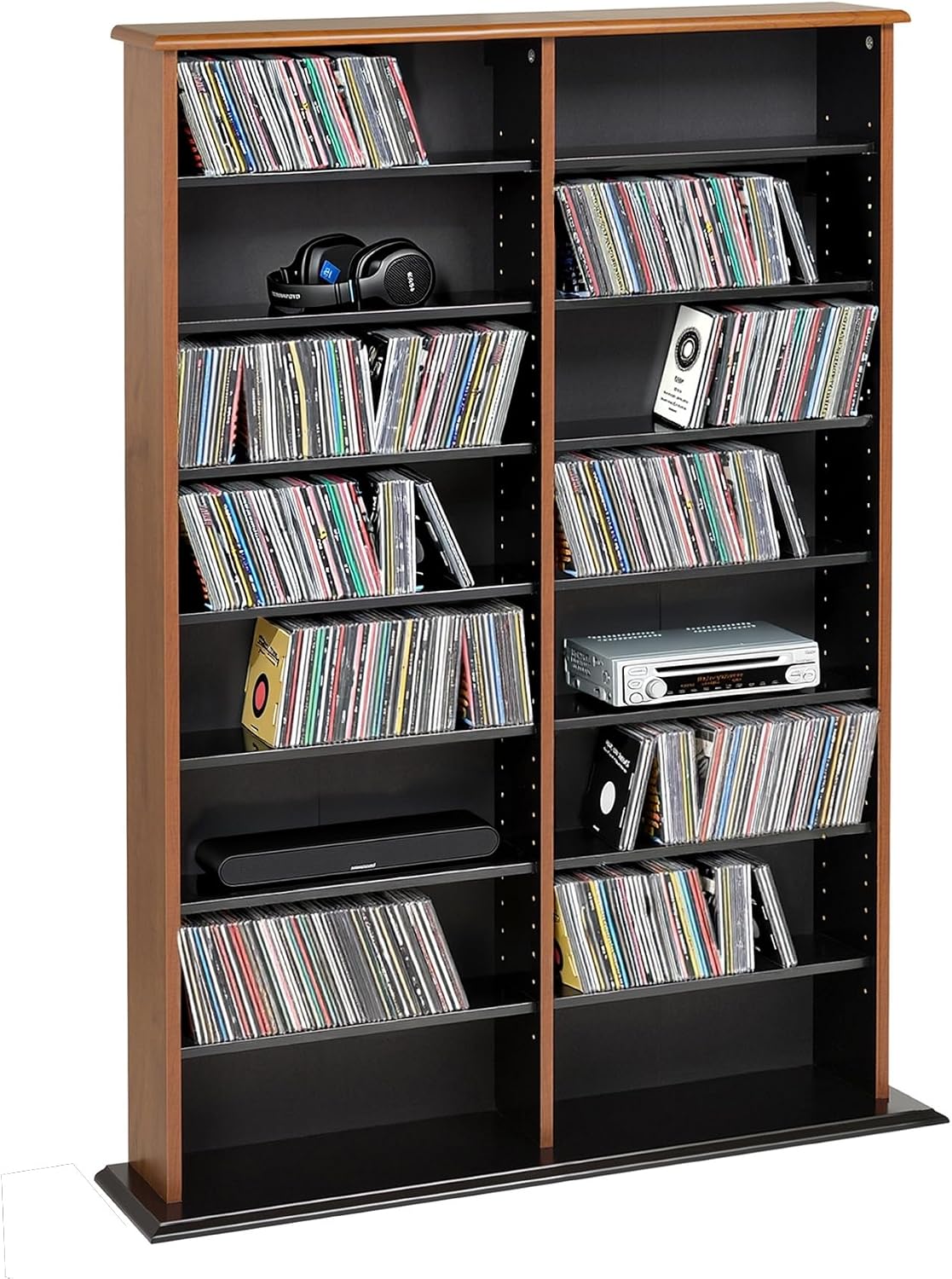 Prepac Cherry Double Width Wall Media DVD CD Game Storage Rack