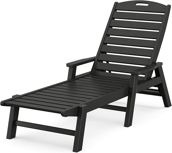 POLYWOOD NCC2280MA-P Nautical Arms Chaise, Black