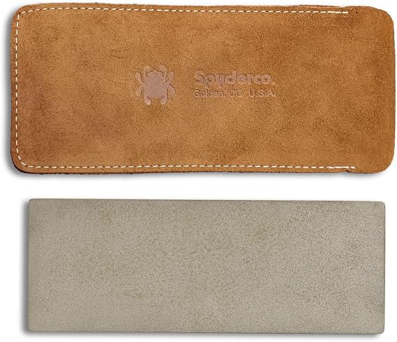 Spyderco 3 x 8" BenchStones with Leather Sleeve Case - CBN Grit | Cubic Boron Nitride (CBN) Benchstone for Fast-Cutting, 400-Mesh/800-Mesh CBN