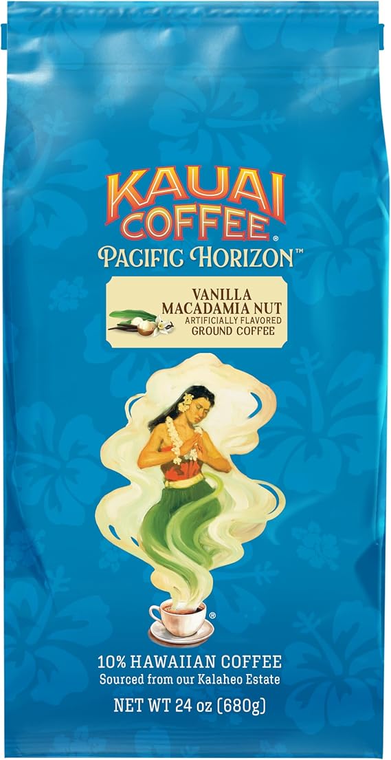 Kauai Coffee Ground Coffee - Vanilla Macadamia Nut, 24 oz Bag