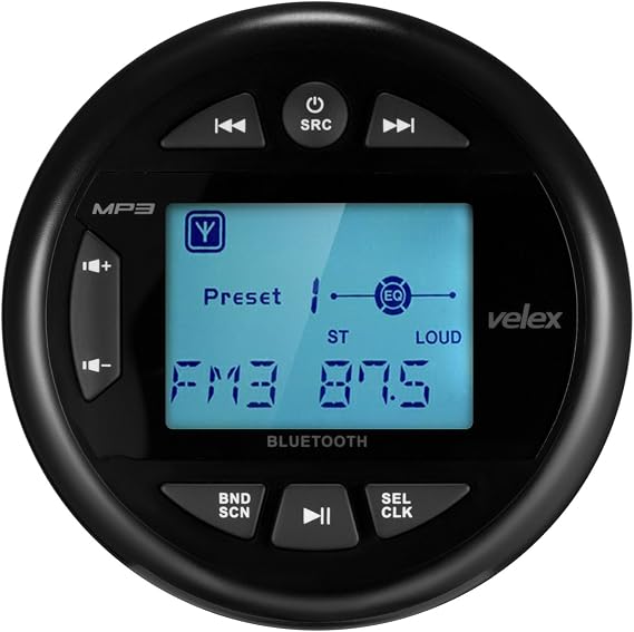 Marine Bluetooth Stereo Gauge Radio Digital Media MP3 / WMA/USB/AM/FM Weather-Proof Marine Stereo, (No CD Player)
