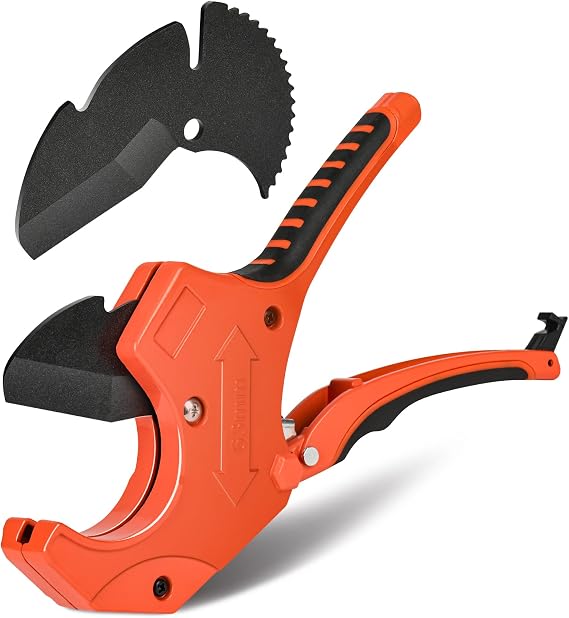 PVC Pipe Cutter 2 1/2", Ratcheting Pipe Cutter Tool with Replaceable Blade | Heavy-Duty Plastic Pipe Cutter Tool for Cutting PVC, CPVC, PPR, PEX Plastic Hose & Plumbing Pipe, Exhaust Pipe Cutter 2 Inch