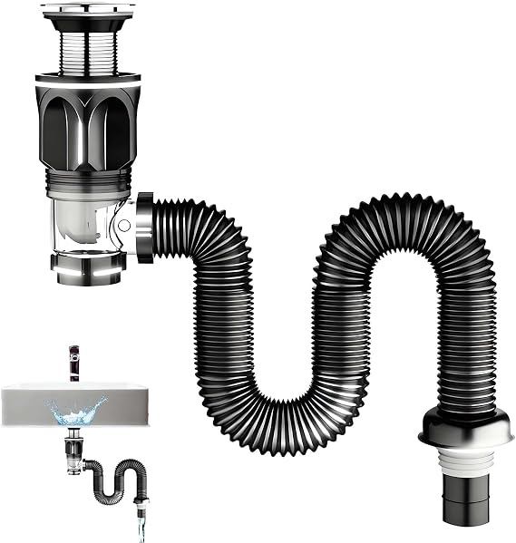 1 Set Kitchen Sink Waste Kit, Bathroom Sink Waste Kit with Sink Waste Pipe