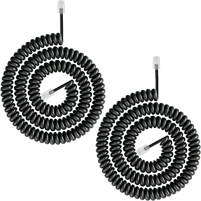 Uvital Telephone Phone Handset Cable Cord, Coiled Length 1.56 to 13 Feet Uncoiled Landline Phone Handset Cable Cord RJ9RJ10RJ22 4P4CBlack 13ft