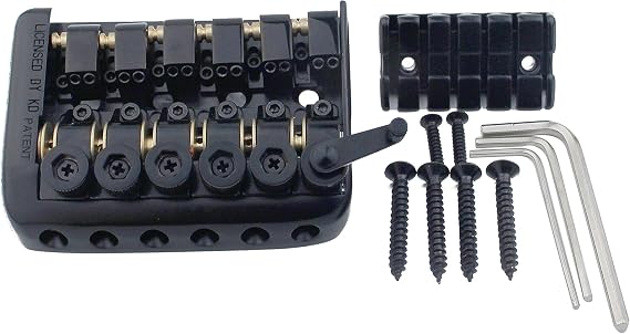 Guyker 6 String Saddle Headless Guitar Bridge Tailpiece With Worm Involved String Device for Headless Guitar Accessories W2004 Black