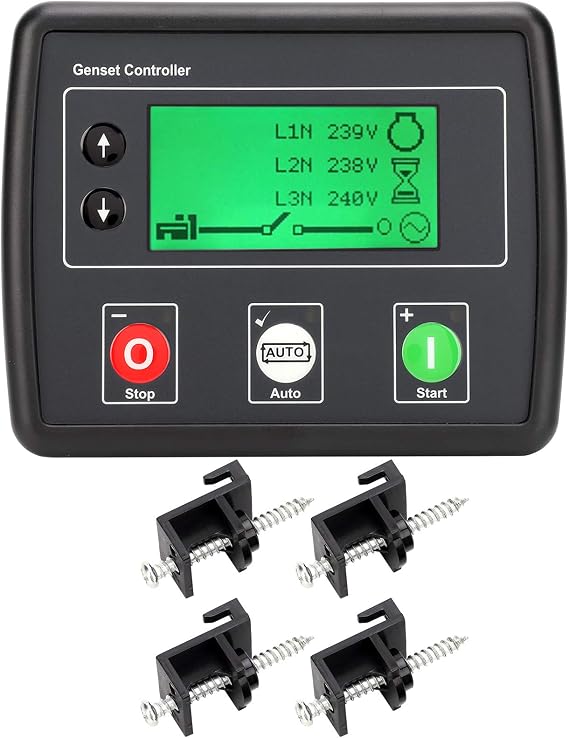 Eujgoov Generator Control Module for Automatic Mains Failure Backup Power System Self Starting LCD Emergency Power Controller Industrial Equipment Supplies