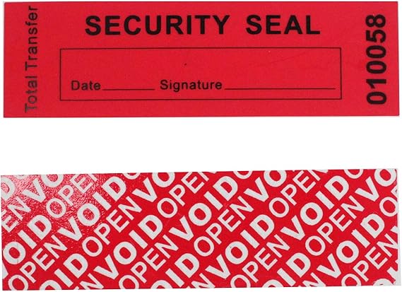 100pcs 1 x 3.35 Red 100% Total Transfer Tamper Proof Security Stickers | Maximum Security, Instant Void Message, Ultra-thick Void Film, Universal Surface, SGS RoHs Standard, for & Evidence