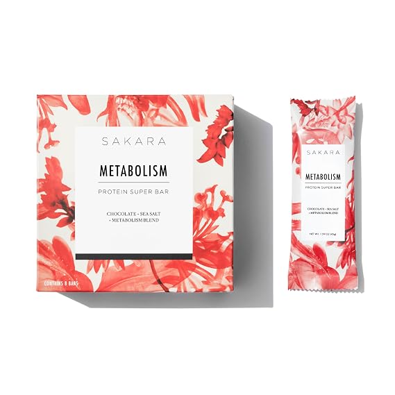 SAKARA Metabolism Protein Bars - Vegan, 12g Protein, 9g Fiber, Chocolate