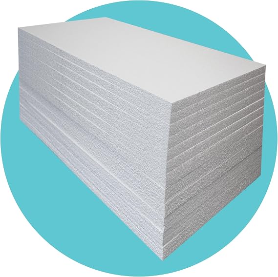 Triplast Expanded Polystyrene Foam Sheets EPS 70 (48 Sheets, 1200 x 600 x 25mm Each) - BBA Certified Wall & Floor Insulation Board - Box Lining & Packaging Foam Board - White Blocks for DIY Projects