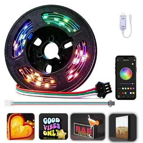 WS2812B RGB LED Strip Light Bundle-ZH037 1M/3.28FT APP Control for Bambu Lab X1/P1P/P2S/H2D 3D Printer Accessories MakerWorld Models Lamp 60 LEDs