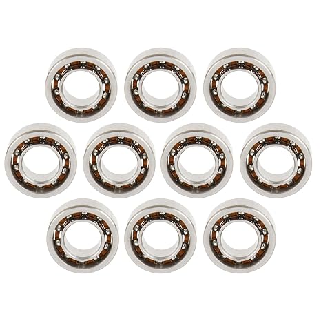 10pcs R188 Open Deep Groove Ball Bearing,1/4" x1/2" x3/16 Fidget Spinner Bearing, Nylon Caged,C3 Clearance