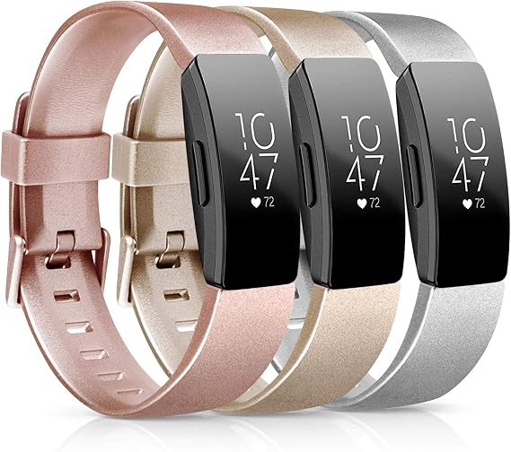 3 Pack Soft TPU Bands Compatible with Fitbit Inspire 2 / Inspire HR / Inspire / Ace 2 - Waterproof Sports Straps (01 Rose Gold/Gold/Silver, Small)