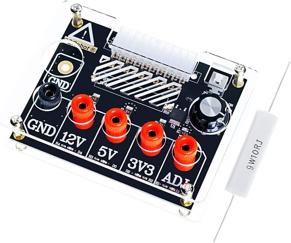 CQRobot ATX Power Supply Breakout Board and Acrylic Case Kit. with ADJ Adjustable Voltage Knob, Supports 3.3V, 5V, 12V and 1.5V-9.0V Output, 2A Maximum Output, Reset Protection.