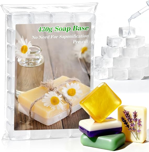 Sukh Clear Glycerin Soap Base 14.8oz - Natural Vegetable Melt and Pour Soap | Pre-Cut Moisturizing Soap Making Base for DIY Handmade Bars, Custom Scented Crafts & Melt and Pour Soap Making Supplies