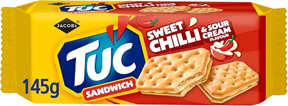 JACOB'S TUC Sandwich Sweet Chilli & Sour Cream Flavour Snack Crackers 145 g