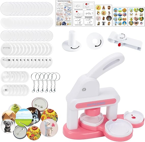 Button Maker Machine, Pin Maker Multiple Sizes 35mm+55mm Pin Badge Maker Machine Button Making Supplies, Perfect for DIY Crafts & Personalized Gifts (B Type)