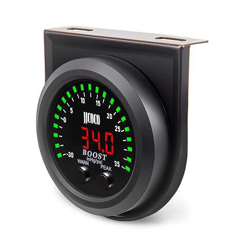 35PSI Turbo Boost/Vacuum Gauge LED Digital Display Kit with 1/8NPT Electronic Pressure Sensor & Mounting Bracket for Car&Truck ATV 2-1/16" 52mm