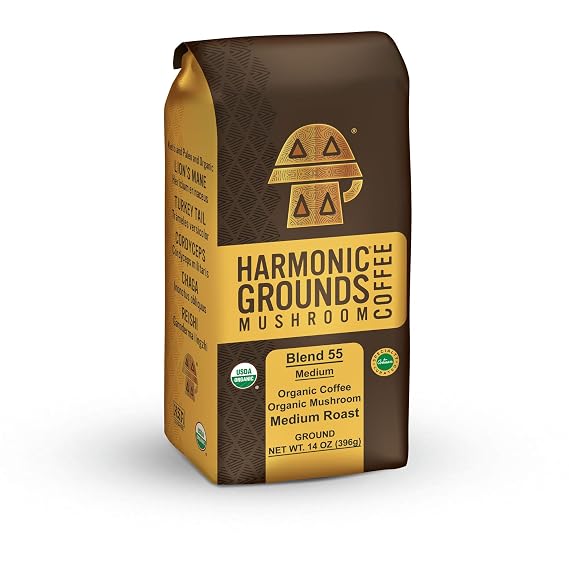 Organic Medium Roast, Functional Mushrooms, Ground Coffee, 14 oz Vacuum Bag