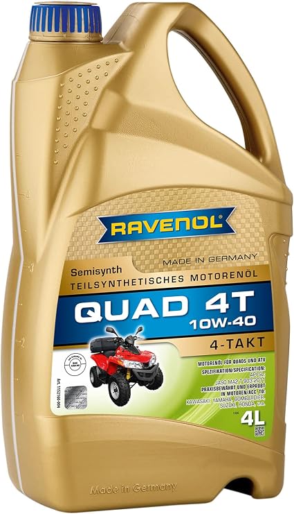 RAVENOL J1V1402 10W-40 4-Stroke ATV Quad Oil - 4-T Synthetic API SL (4L)