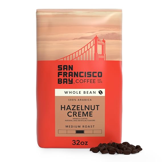 San Francisco Bay Coffee - Flavored Medium Roast Whole Bean Coffee - Hazelnut Creme (2 lb bag)