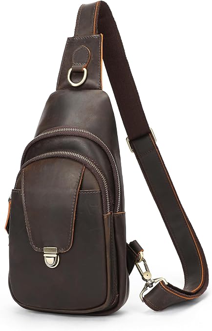 NIUCUNZH Genuine Leather Sling Bag for Men Crossbody Bags Chest Daypack