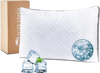 Tencel Standard Bed Pillows, Shredded Memory Foam Pillows, Adjustable Bed Pillow for Sleeping, 18x26Cooling Tencel Circular Knit Pillows for Side, Back, Stomach SleepersPack of 1
