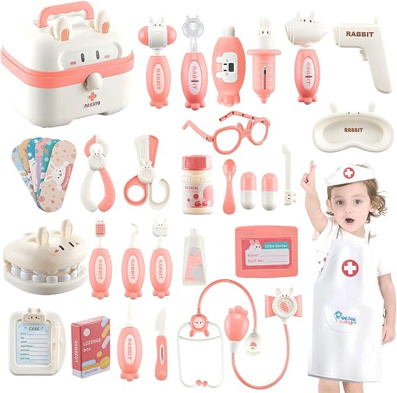Pretend Play Set, Doctor Set, Pretend Doctor, Toy, Dentist Pretend Play, Rabbit, Mini Doctor Toy, Playing Game, Educational Toy, Social, Language Skill, Imagination, Pretend Play, Doctor