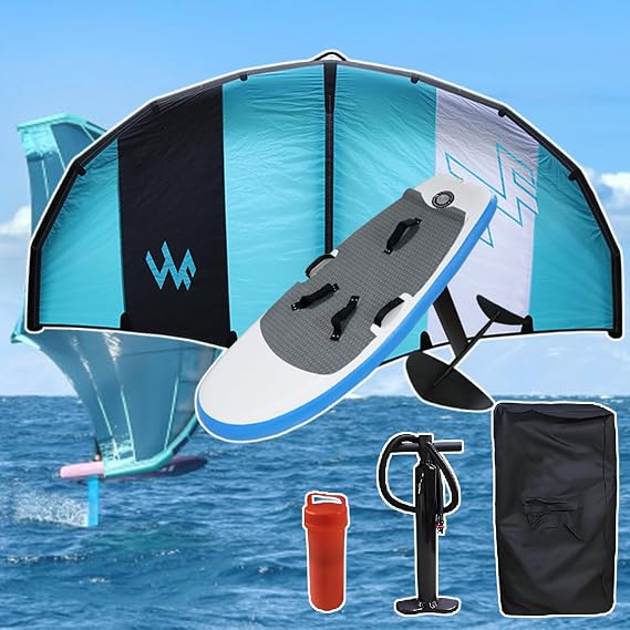 Inflatable Surfing Wing & Hydrofoil Surfboard Set, Lightweight Handheld Kitesurfing Wing Foil, Surf Foil Board for Wind Wave Riding
