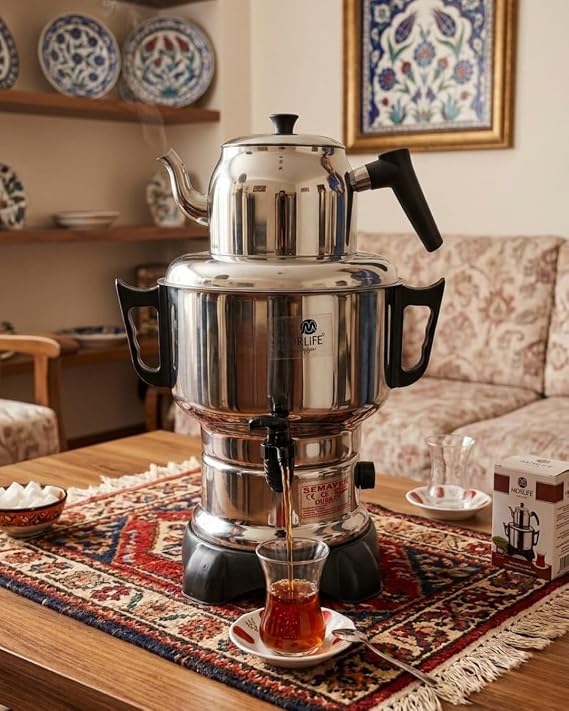 Paslanmaz Çelik Elektrikli Semaver, 4.5 Litre Çay Makinesi, Enerji Tasarruflu Su Isıtıcı