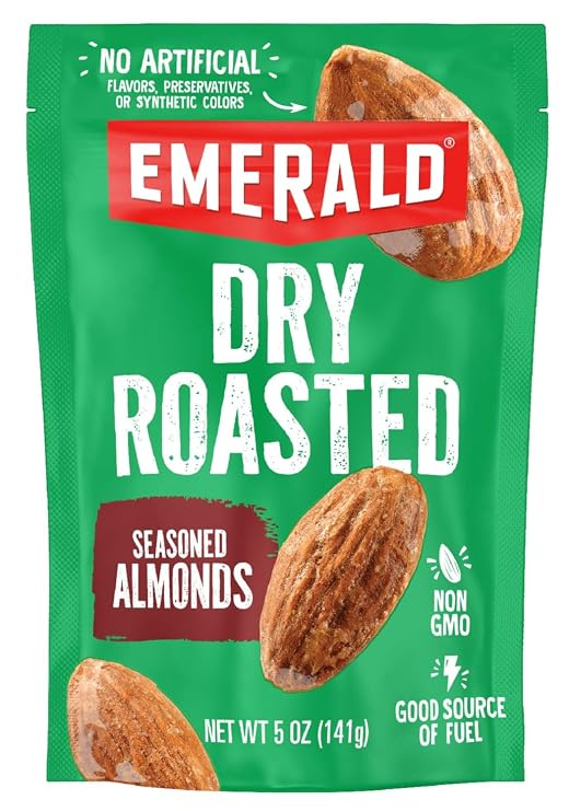 Emerald Dry Roasted Whole Seasoned Almonds, 5oz Resealable Bag