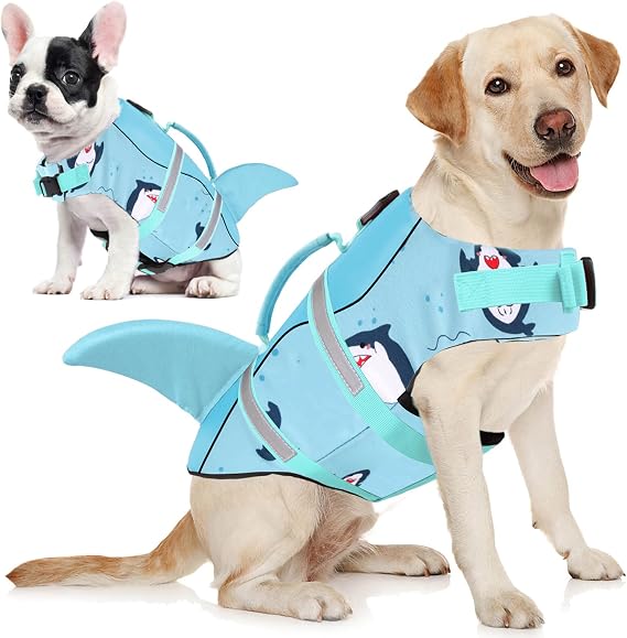 AOFITEE Small Dog Life Jacket Shark Dog Life Vest for Swimming Boating, XS