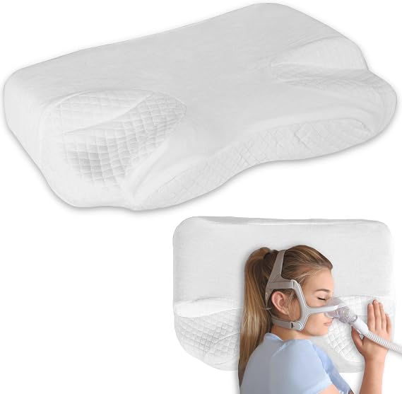 BraceAbility CPAP Pillow - Side Sleeper Positional Soft Memory Foam Orthopedic Contour Posture Wedge for Anti-Snoring Prevention Nasal Relief Therapy for Men and Women