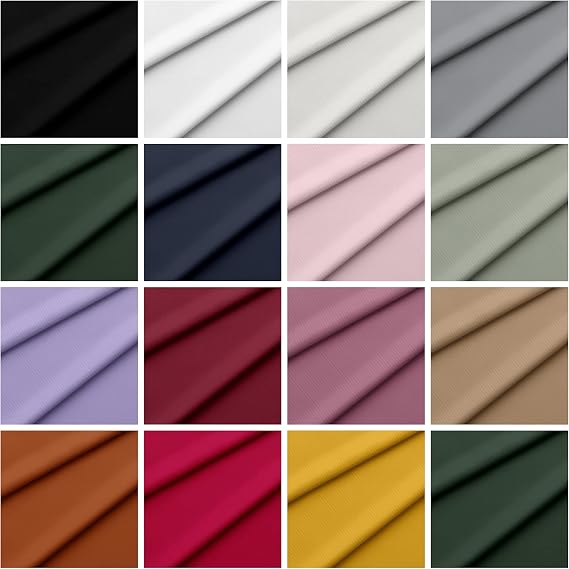 Rib Knit Fabric by the Yard Ribbed Jersey Stretchy Soft Polyester Stretch Fabric 1 Yard (Black, 5 Yards)