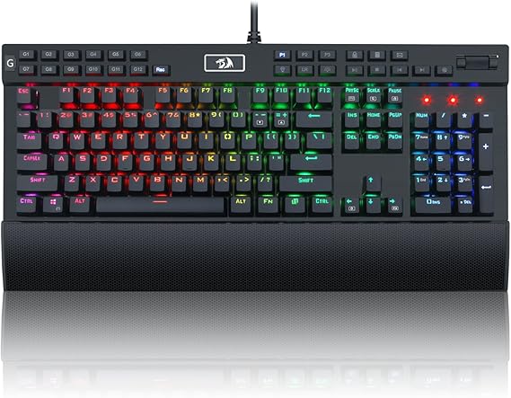 Redragon K550 RGB Gaming Keyboard, 104 Keys + 12 Macro G Keys Wired Mechanical Keyboard w/Hot-Swap Socket, Custom Clicky Purple Switch, Extra USB Port & Wrist Rest