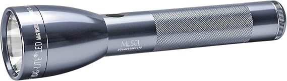 MagLite ML50L 2-Cell C LED Flashlight, Adjustable Beam, High & Low Modes, Water-Resistant - Gray