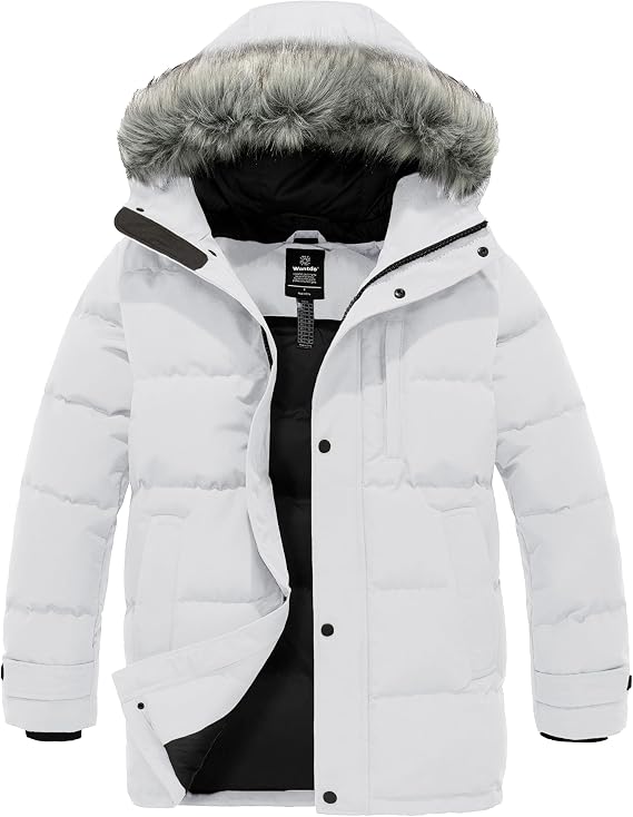 wantdo Men's Winter Jacket Warm Padded Parka Waterproof Hooded Puffer Coat