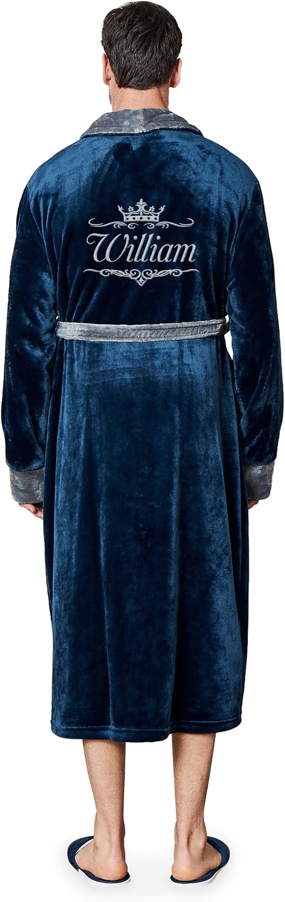 Lotus Linen Mens Robe Personalized - Custom Bathrobe Men, Monogram Plush Robes for Men, Gift for Him