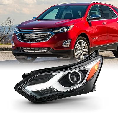 AKKON - Fits 2018 2019 2020 2021 Chevy Equinox [HIDXenon Type] LED DRL Black Headlight Driver Left Side Headlamp 18 19 20
