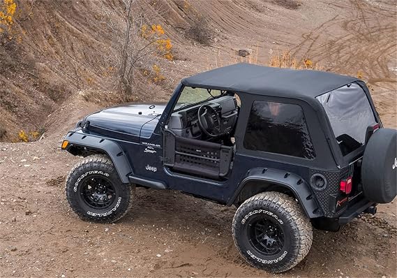 RAMPAGE PRODUCTS Rampage Frameless Trail Top Kit with Hardware | Vinyl, Black Diamond Color with Tinted Windows | 106535 | Fits 1997-2006 Jeep Wrangler TJ