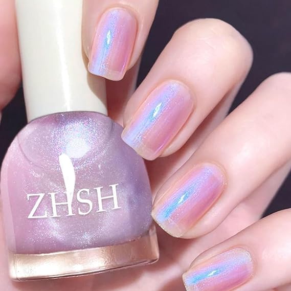 NovaCharm Purple Pearl Nail Polish - Mermaid Pearl Blue Aurora Effect Quick Dry Nail Polish for Nail Art DIY Manicure at Home