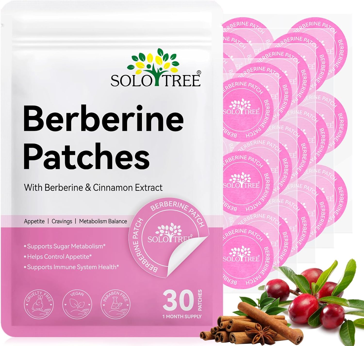 Premium Berberine Patch | 30 Patches | Natural Plant-Based Formula | Supports Metabolism & Energy Levels | Easy-to-Use, Discreet Patch