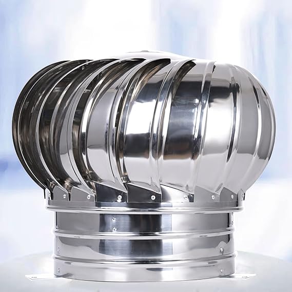 Roof Wind Turbines Cap Vent Roof Ventilator 304 Stainless Steel Wind Turbines, 8Inch 10Inch 12Inch Air Vent Outlet Rotating Roof Vents, No Rust, No Deformation, All Purpose Chimney Cowl